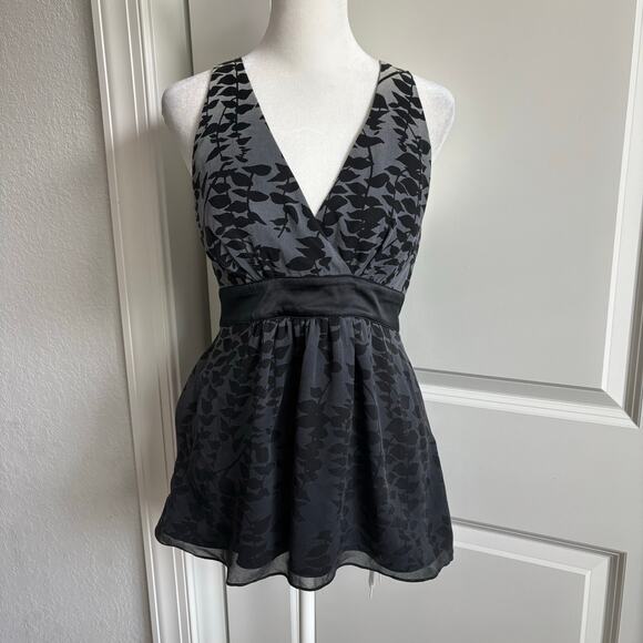 Express Tops - Vintage Y2k 100% Silk Express Babydoll Halter Top Sz 6 Black Gray Ombre 90s